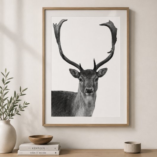 Affiche de style cabane cerf noir et blanc