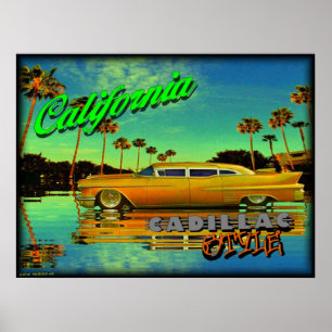 affiche de style californie cadillac