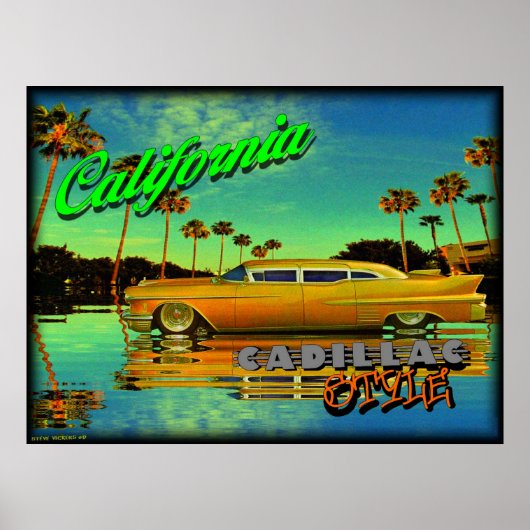 affiche de style californie cadillac (Devant)