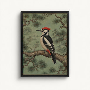 Affiche de style chinois Pivert Pin sylvestre