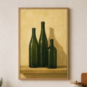 Affiche de style cottagecore trio de bouteilles ve