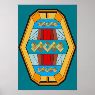 Affiche de style d'art déco avec la forme de gemme