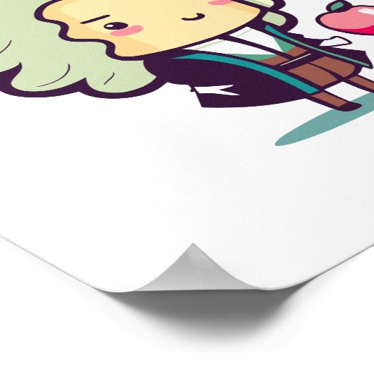 Affiche de style Isaac Newton Kawaii (Coin)