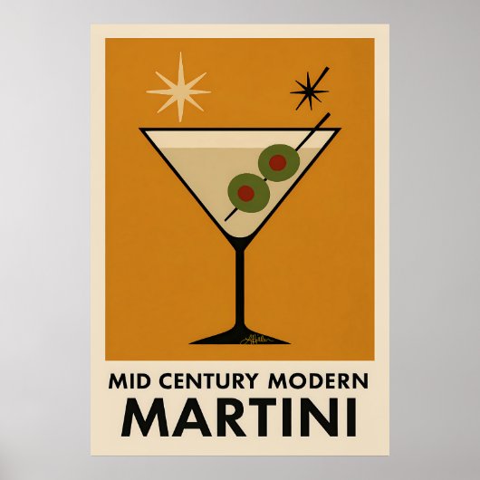 Affiche de style milieu du siècle moderne Martini (Devant)