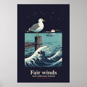 Affiche de style xylographique de la jetée aux mou