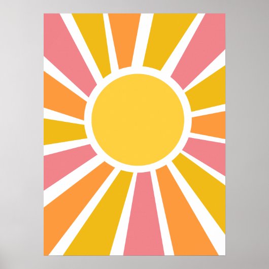 Affiche de sunburst moderne hippie des années 1970 (Devant)