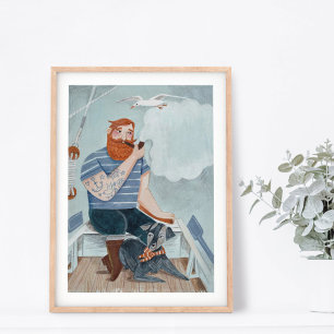 affiche de super-héros de la fête des pères marin