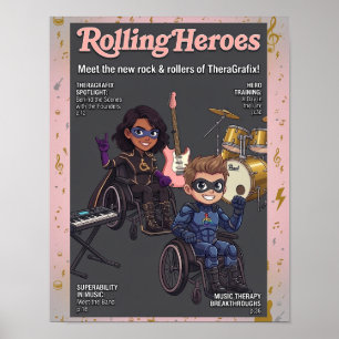 Affiche de super-héros en fauteuil roulant Rolling