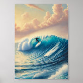 Affiche de surf de vague océanique | Art mural côt (Devant)