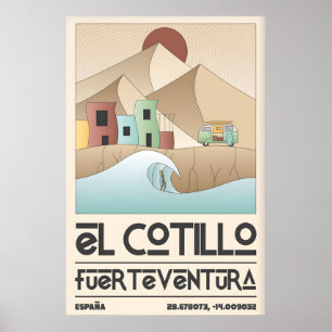 Affiche de surf El Cotillo Art de voyage avec vagu
