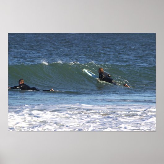 Affiche de surfeurs dans une vague (Devant)