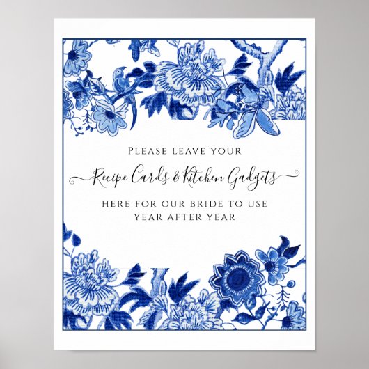 Affiche de table de mariage bleu blanc 10x12 (Devant)