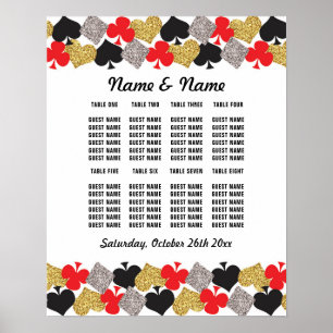 Affiche de table de mariage Cartes de casino de Ve