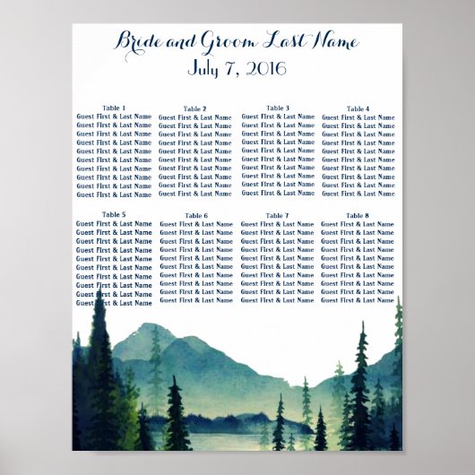 Affiche de table de mariage de camping (Devant)