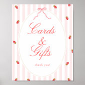 Affiche de table pour cartes et cadeaux fraise (Devant)