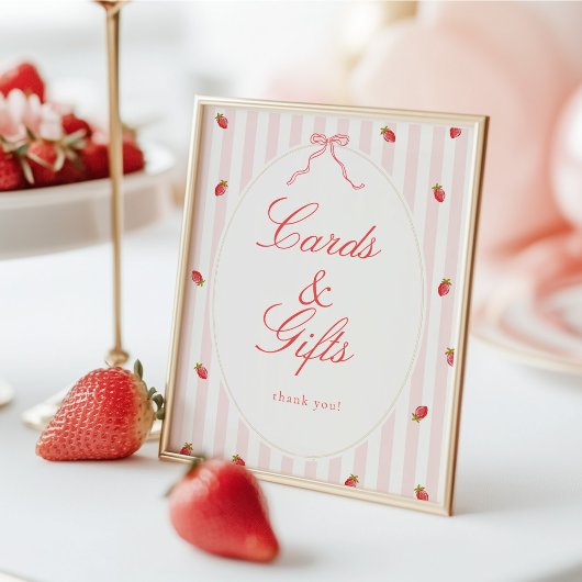 Affiche de table pour cartes et cadeaux fraise