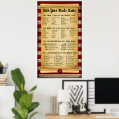 Affiche de tableau de fête pour choisir votre nom (Bureau à domicile)
