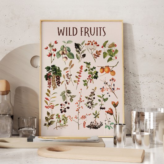 Affiche de tableau de fruits sauvages vintage