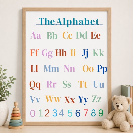 Affiche de tableau de la classe d'alphabet de l'al