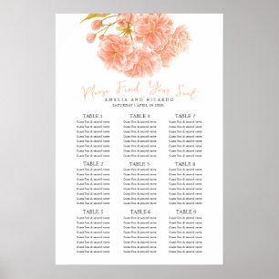 Affiche de tableau de mariage à fleurs printanière