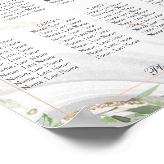 Affiche de tableau de sièges de 8 tables à aquarel (Coin)