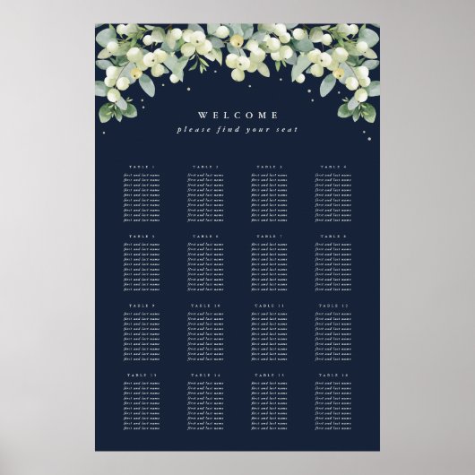 Affiche de tableau de sièges Navy 24x36" 16 tables (Devant)