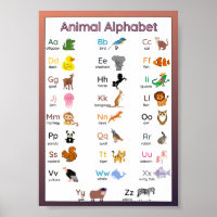Affiche de tableau mural alphabet animal pour enfa