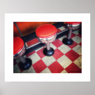 Affiche de tabourets de diner vintage