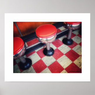 Affiche de tabourets de diner vintage