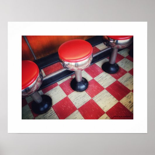 Affiche de tabourets de diner vintage (Devant)