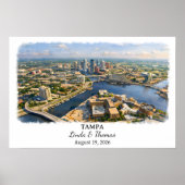 Affiche de Tampa Floride, Aquarelle, Sur mesure (Devant)