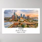 Affiche de Tampa Floride, Aquarelle, Sur mesure (Devant)