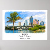 Affiche de Tampa Floride, Aquarelle, Sur mesure (Devant)