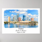 Affiche de Tampa Floride, Aquarelle, Sur mesure (Devant)