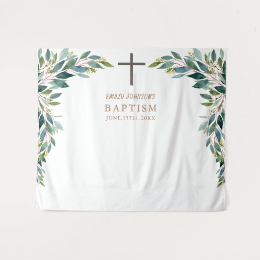 Affiche de tapisserie de baptême de verdure d'évén (Devant (Horizontal))
