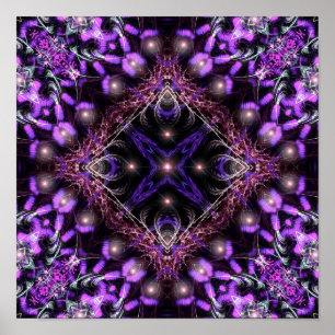 Affiche de Tapisserie Fractale à Lumière Violette