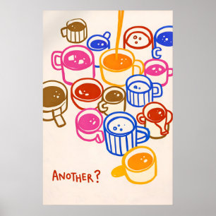 Affiche de tasses à café colorées, impression de c