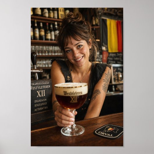 Affiche de tavernier belge serveuse tatouée (Devant)