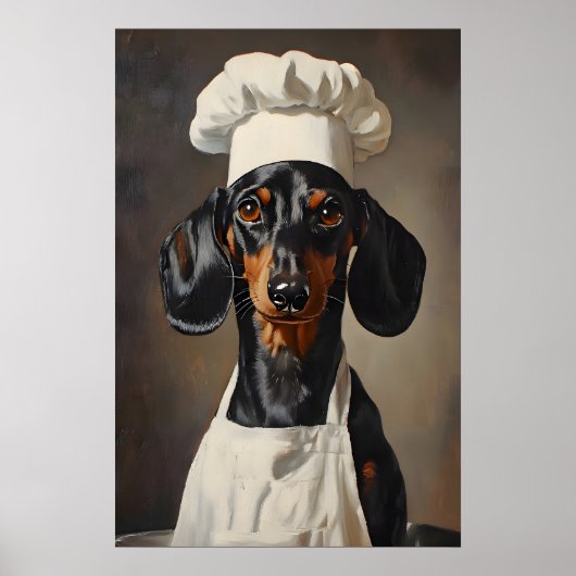Affiche de teckel en chapeau de chef, Affiche de c (Devant)
