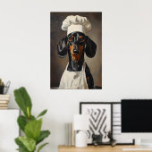 Affiche de teckel en chapeau de chef, Affiche de c (Bureau à domicile)