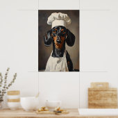 Affiche de teckel en chapeau de chef, Affiche de c (Cuisine)
