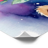 Affiche de Teddy Bear à l'aquarelle avec des roses (Coin)