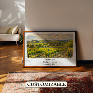 Affiche de Temecula Californie, Aquarelle, Sur mes