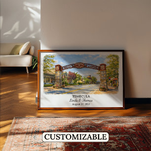 Affiche de Temecula Californie, Aquarelle, Sur mes