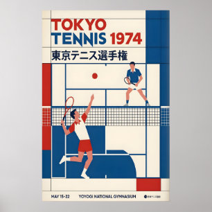 Affiche de tennis de Tokyo Graphique sportif vinta
