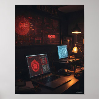Affiche de tension cybernétique de minuit dans une