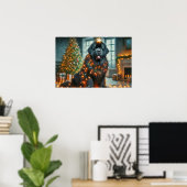 Affiche de Terre-Neuve décorée pour Noël (Bureau à domicile)