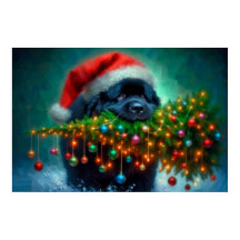 Affiche de Terre-Neuve portant un arbre de Noël