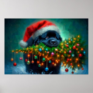 Affiche de Terre-Neuve portant un arbre de Noël
