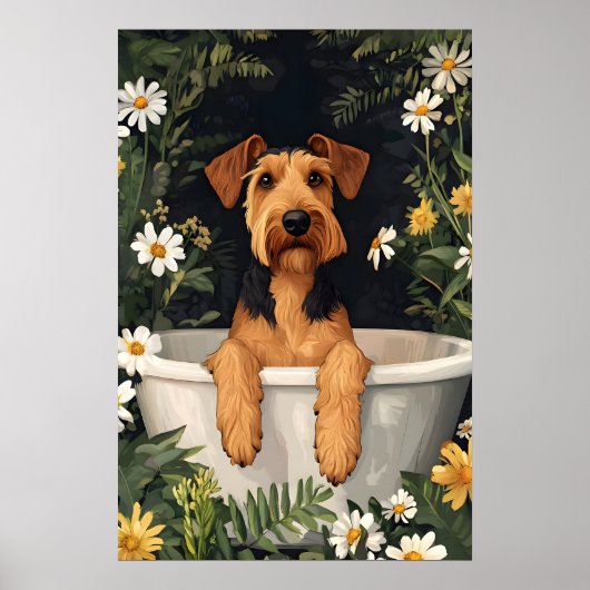 Affiche de Terrier Airedale dans la baignoire, Chi (Devant)